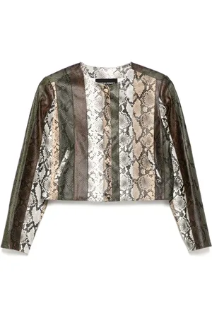 Cynthia Rowley Vegane Cropped-Jacke mit Schlangen-Prägung