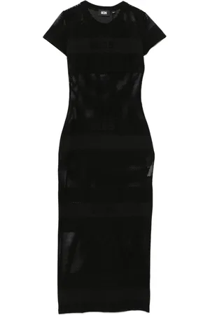 GCDS Maxikleid aus Mesh mit Logo
