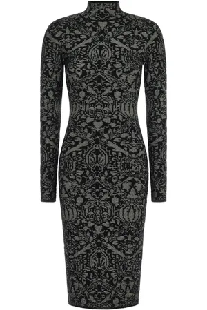 Roberto Cavalli Midikleid mit Intarsienmuster