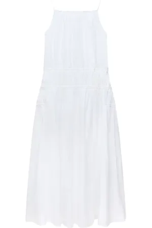 Another Tomorrow Gerafftes Kleid mit U-Rückenausschnitt