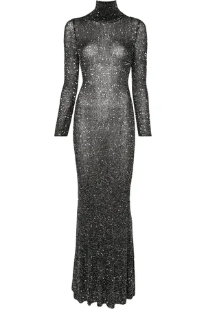 Balenciaga Maxikleid mit Stehkragen
