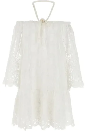 Pinko Schulterfreies Evergreen Spitzenkleid