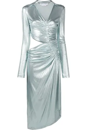 OFF-WHITE Drapiertes Metallic-Kleid