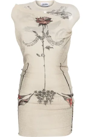 Jean Paul Gaultier Tattoo Rose and Bird Minikleid