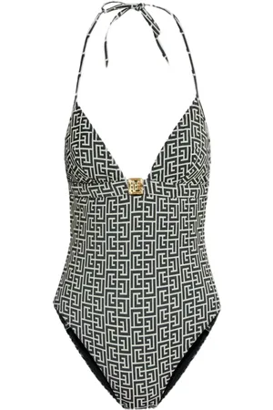 Balmain Badeanzug mit Monogrammmuster