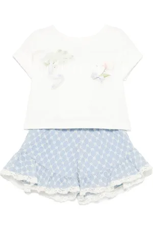 Lapin House Short-Set mit Blumenstickerei