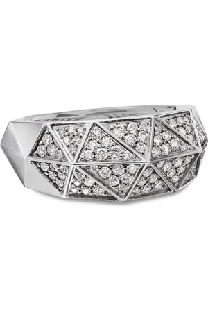 David Yurman Torqued Faceted Sterlingsilber-Siegelring mit Diamant 11,3mm