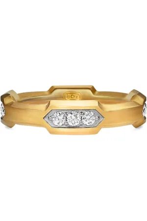 David Yurman 18kt Hex Station Gelbgoldring mit Diamanten (6mm)