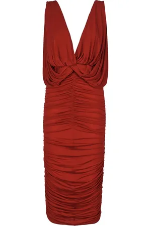 MAGDA BUTRYM Gerafftes Midikleid mit V-Ausschnitt