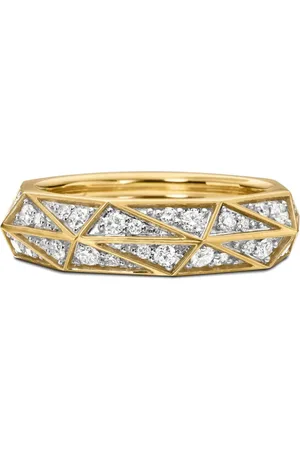 David Yurman 18kt Torqued Faceted Gelbgoldring mit Diamanten (6mm)