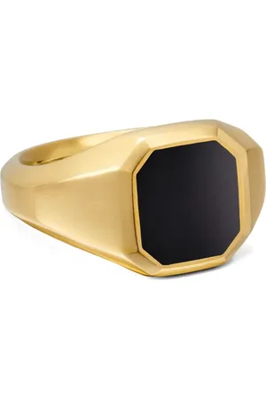 David Yurman 18kt Streaming Gelbgoldsiegelring mit Onyx 14mm