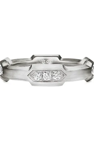 David Yurman Hex Station Sterlingsilber-Ring mit Diamant 6mm