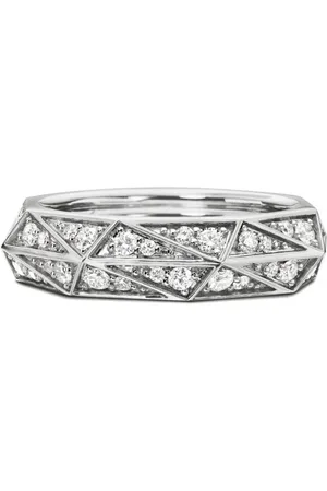 David Yurman Torqued Faceted Sterlingsilber-Ring mit Diamanten (6mm)