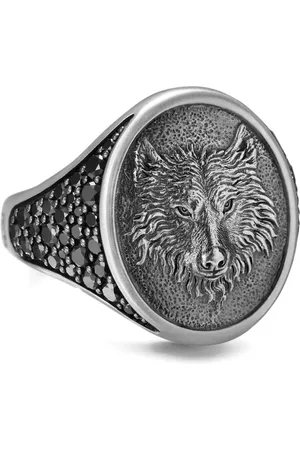 David Yurman Petrvs Wolf Sterlingsilber-Siegelring mit Diamanten (21,5mm)