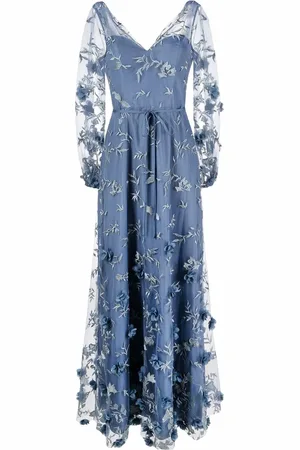 Marchesa Notte Tüllrobe mit Blumenstickerei