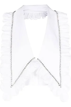 AREA Cropped-Top mit Kristallen