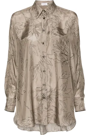 Brunello Cucinelli Hemd aus Seide mit Print