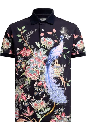Etro Flowers and Peacock Poloshirt