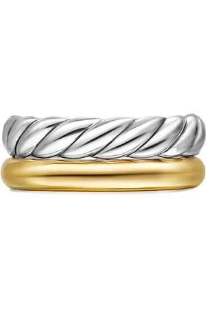 David Yurman DY Mercer® Two Row 18kt Gelbgold- und Sterlingsilberring