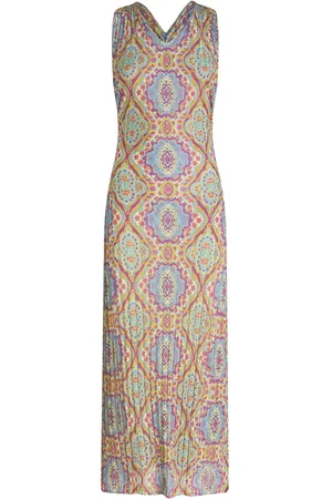 Etro Falten-Midikleid mit Medaillon-Print