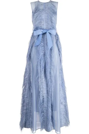 HUISHAN ZHANG Abendkleid mit Federbesatz