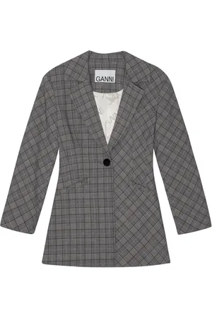 Ganni Einreihiger Check Mix Blazer