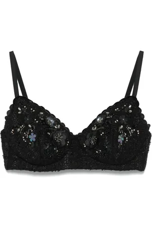 Elisabetta Franchi Tweed-BH mit Blumenstickerei