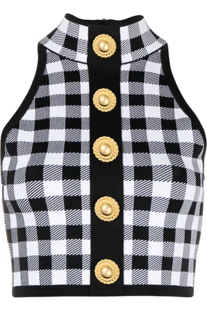 Balmain 5-Button Cropped-Top mit Check