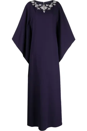Marchesa Notte Langärmeliges Kleid mit Kristallen