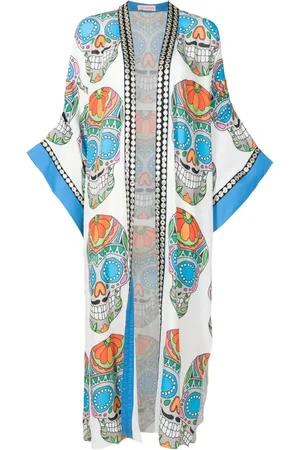 Olympiah Seiden-Kimono mit grafischem Print