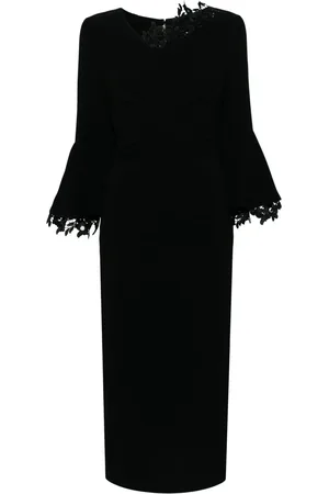 TALBOT RUNHOF Drapiertes Midikleid mit Spitzenbesatz