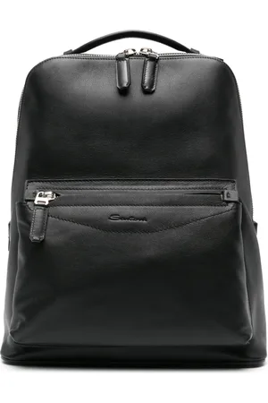 santoni Rucksack aus Leder mit Logo-Prägung