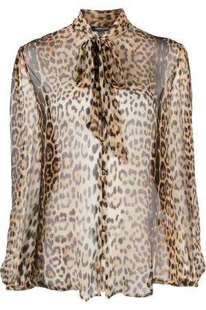 Roberto Cavalli Schluppenbluse mit Leoparden-Print