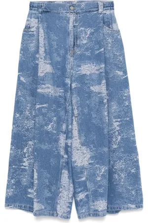 SONGZIO Strukturierte Cropped-Jeans mit weitem Bein