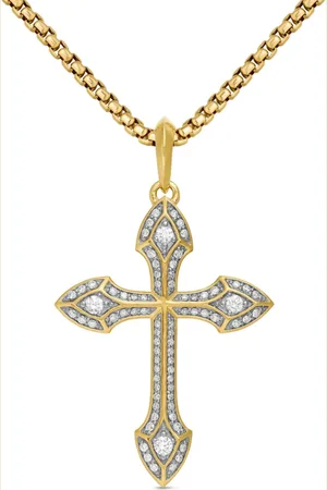 David Yurman 18kt Gothic Cross Gelbgoldamulett mit Diamant 36,5mm