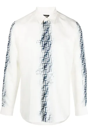 Fendi Leinenhemd mit Monogramm-Print