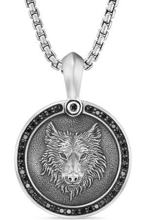 David Yurman Petrvs Wolf Sterlingsilber-Amulett mit Diamanten (30,3mm)