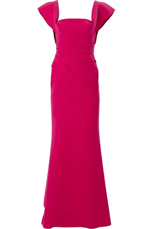 Carolina Herrera Gerafftes Abendkleid mit eckigem Ausschnitt