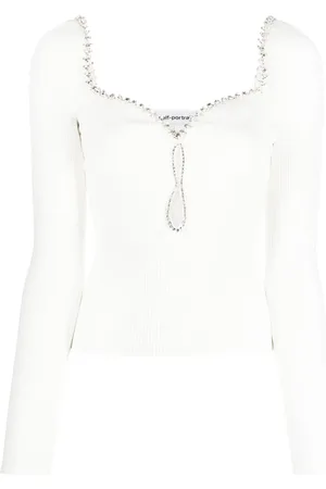 Self-Portrait Bluse mit Kristallen