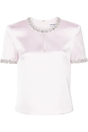 Self-Portrait Bluse mit Kristallverzierung