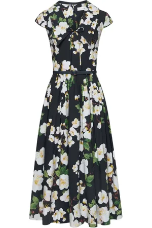 Oscar de la Renta Popeline-Kleid mit Print