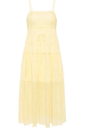 ULLA JOHNSON Isadore Midikleid mit Lochstickerei