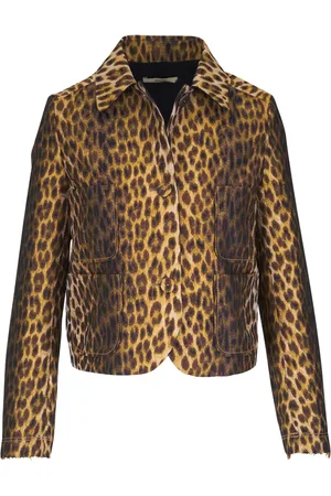 ODEEH Jeansjacke mit Leoparden-Print