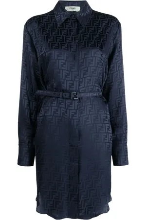 Fendi Jacquard-Seidenhemdkleid
