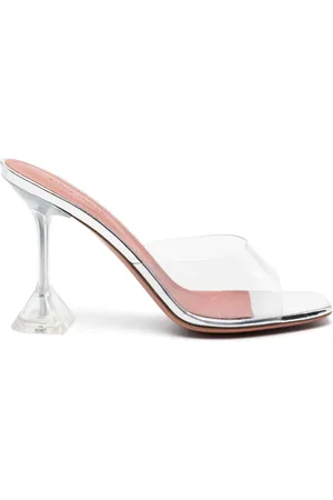 Amina Muaddi Transparente Lupita Glass Mules 95mm