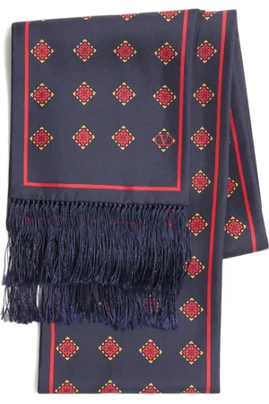 VALENTINO GARAVANI OPTICOOL SILK BANDEAU SCARF WITH FRINGE