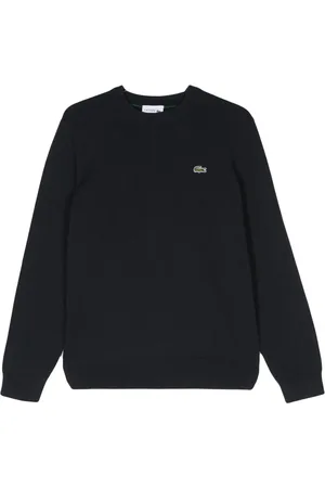 Lacoste Fein gerippter Pullover mit Logo-Patch