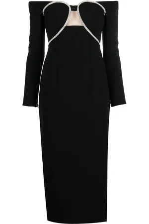 Self-Portrait Schulterfreies Kleid mit Kristallen