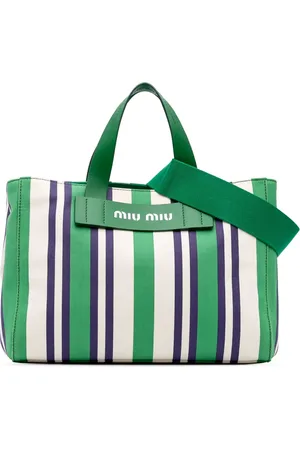 Miu Miu 2000-2024 mittelgroße Satchel-Tasche aus gestreiftem Canvas
