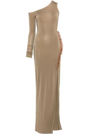 Nensi Dojaka Frill-detail asymmetric maxi dress